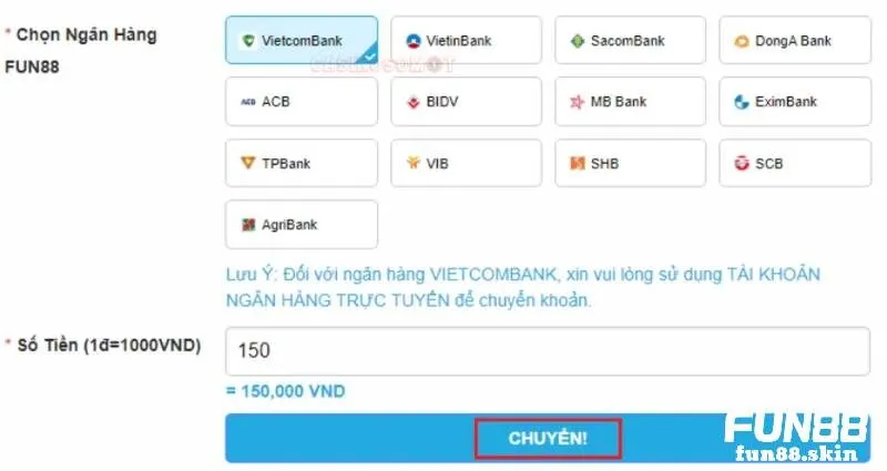 Rút tiền tại Fun88 với các bước đơn giản